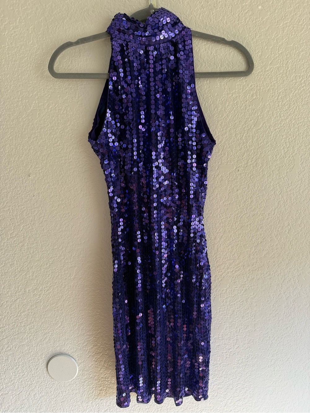 Vintage Niteline Purple Sequin Halter Mini Dress